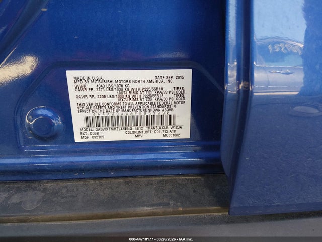 Продаж на аукціоні авто 2015 Mitsubishi Outlander Sport Es, vin: 4A4AR3AW0FE053090, номер лоту: 44710177