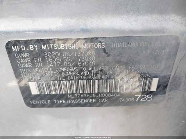 2018 MITSUBISHI MIRAGE ML32A3HJ8JH000404 Photo 8