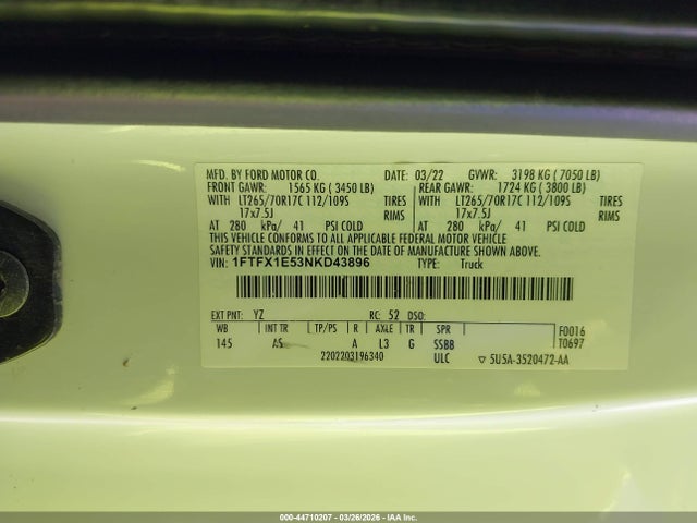 Ford F-150 Xl 2022 1FTFX1E53NKD43896 Image 9