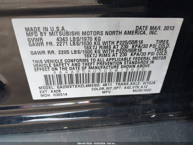 2013 MITSUBISHI OUTLANDER SPORT 4A4AR5AU5DE018696 Photo 8