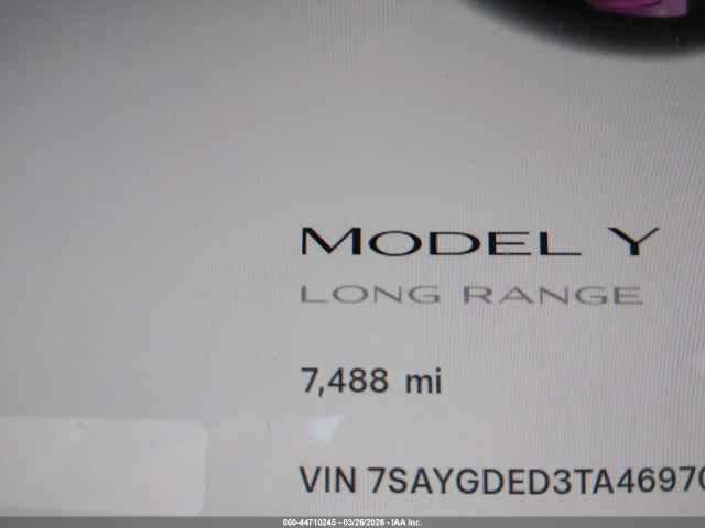 Aukcja sprzedaży 2026 Tesla Model Y Premium Rear-wheel Drive/standard Rear-wheel Drive, vin: 7SAYGDED3TA469705, numer aukcji: 44710245