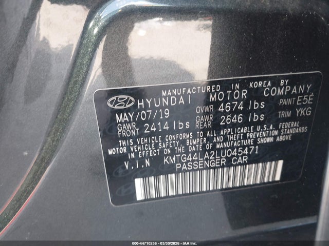 Продажа на аукционе авто 2020 Genesis G70 2.0t Rwd, vin: KMTG44LA2LU045471, номер лота: 44710256