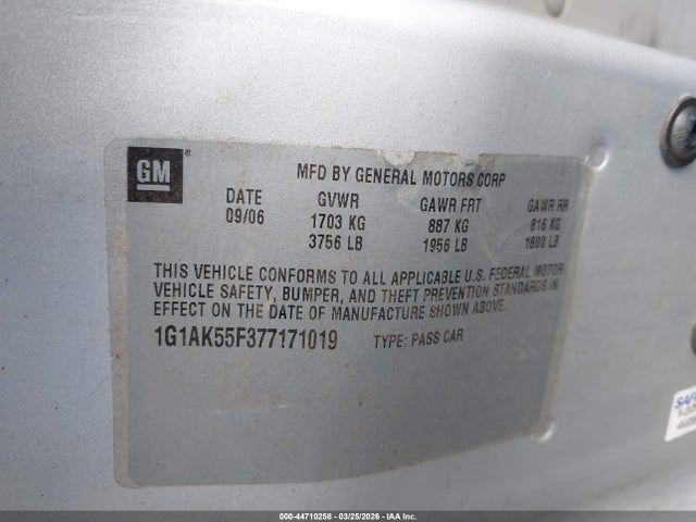 2007 CHEVROLET COBALT 1G1AK55F377171019 Photo 8
