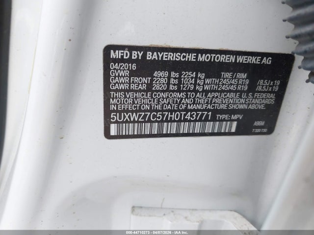 2017 Bmw X3 Sdrive28i მანქანა იყიდება აუქციონზე, vin: 5UXWZ7C57H0T43771, აუქციონის ნომერი: 44710273