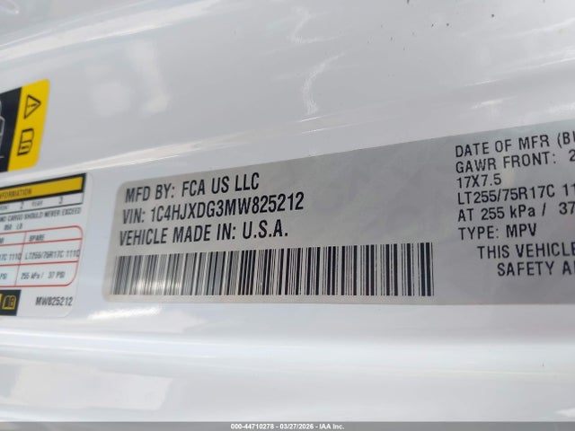 1C4HJXDG3MW825212 Jeep Wrangler Unlimited Willys Sport 4x4