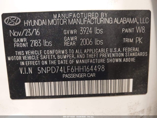 Hyundai ELANTRA SE 2017 5NPD74LF6HH164498 Image 9