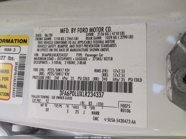 Ford Fusion Hybrid Se 2020 3FA6P0LUXLR234337 Image 9