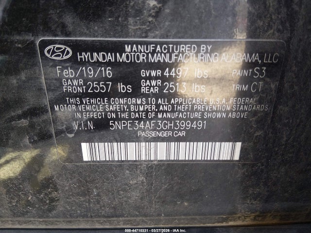 2016 HYUNDAI SONATA 5NPE34AF3GH399491 Photo 8