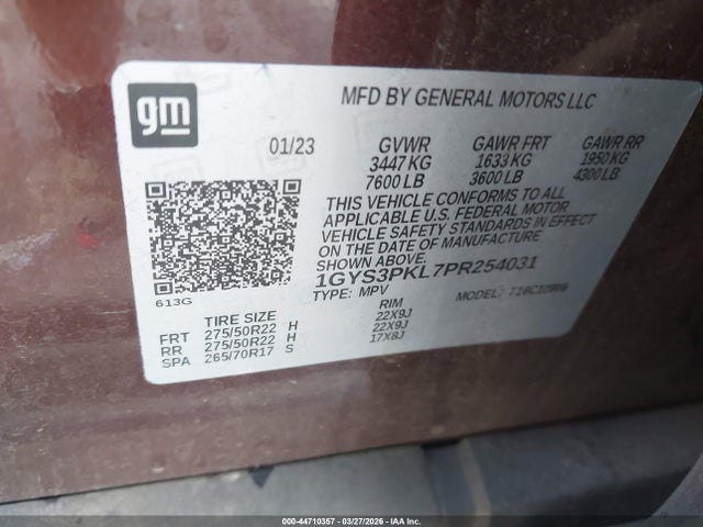 2023 Cadillac Escalade Esv 2wd Sport მანქანა იყიდება აუქციონზე, vin: 1GYS3PKL7PR254031, აუქციონის ნომერი: 44710357