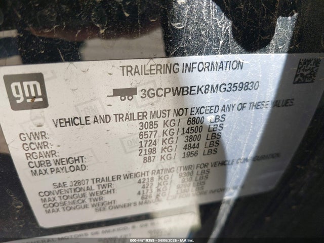 2021 CHEVROLET SILVERADO 1500 3GCPWBEK8MG359830 Photo 8