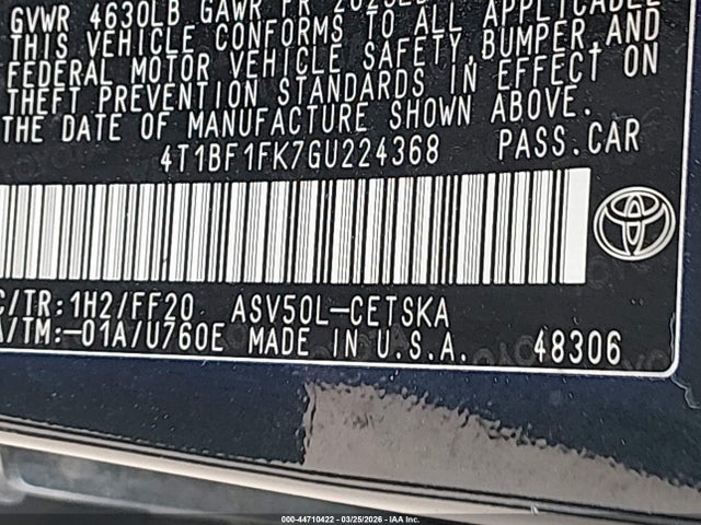 Toyota CAMRY SE 2016 4T1BF1FK7GU224368 Image 9