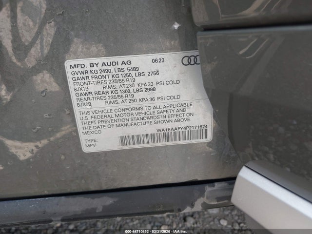 Aukcja sprzedaży 2023 Audi Q5 Premium Plus 45 Tfsi S Line Quattro, vin: WA1EAAFY4P2171624, numer aukcji: 44710452