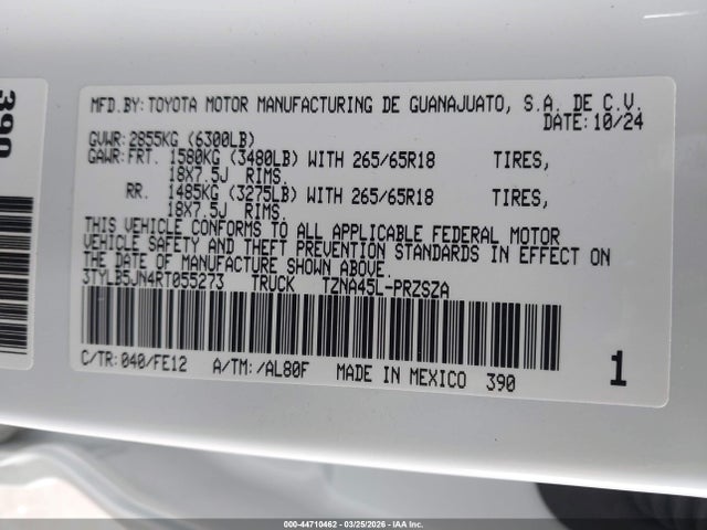 Продажа на аукционе авто 2024 Toyota Tacoma Trd Sport, vin: 3TYLB5JN4RT055273, номер лота: 44710462