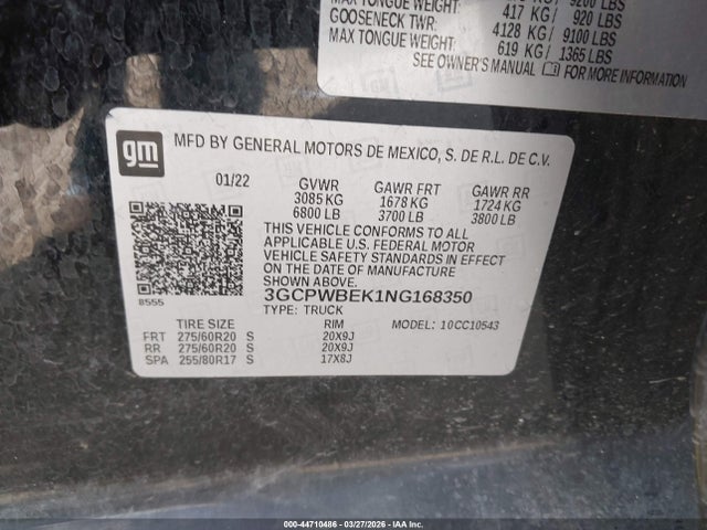 2022 CHEVROLET SILVERADO 1500 LTD 3GCPWBEK1NG168350 Photo 8