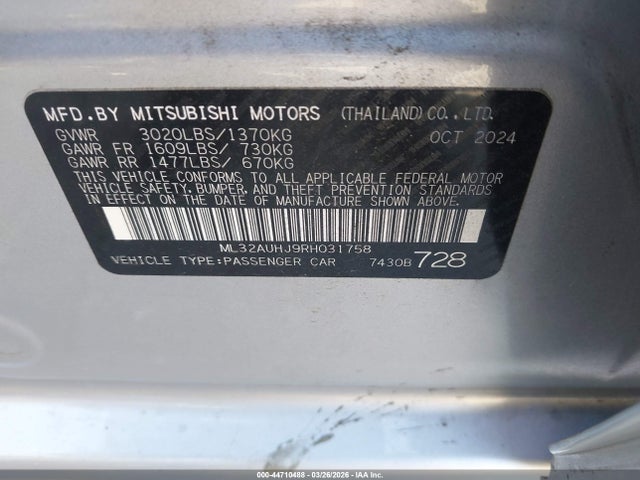 2024 MITSUBISHI MIRAGE ML32AUHJ9RH031758 Photo 8