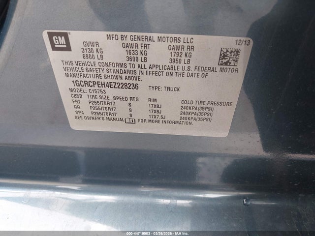 1GCRCPEH4EZ228236 Chevrolet Silverado 1500 Work Truck 2wt