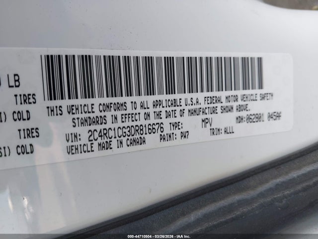 Продажа на аукционе авто 2013 Chrysler Town & Country Touring-l, vin: 2C4RC1CG3DR816676, номер лота: 44710504