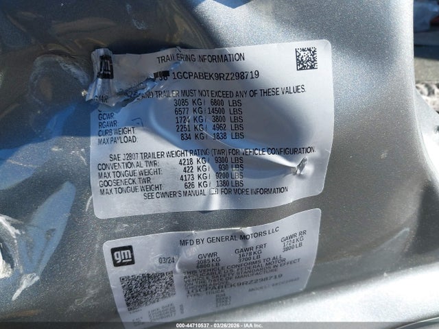 1GCPABEK9RZ298719 Chevrolet Silverado 1500 2wd Short Bed Custom