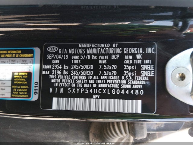 Продаж на аукціоні авто 2020 Kia Telluride Sx, vin: 5XYP54HCXLG044480, номер лоту: 44710539