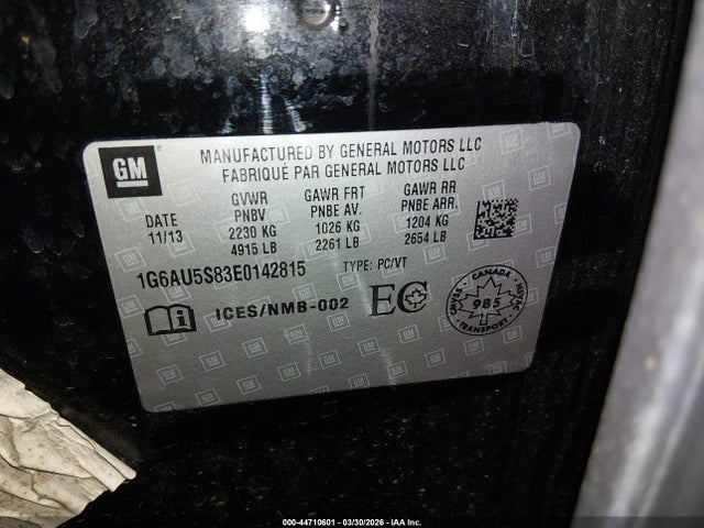 Aukcja sprzedaży 2014 Cadillac Cts Vsport, vin: 1G6AU5S83E0142815, numer aukcji: 44710601