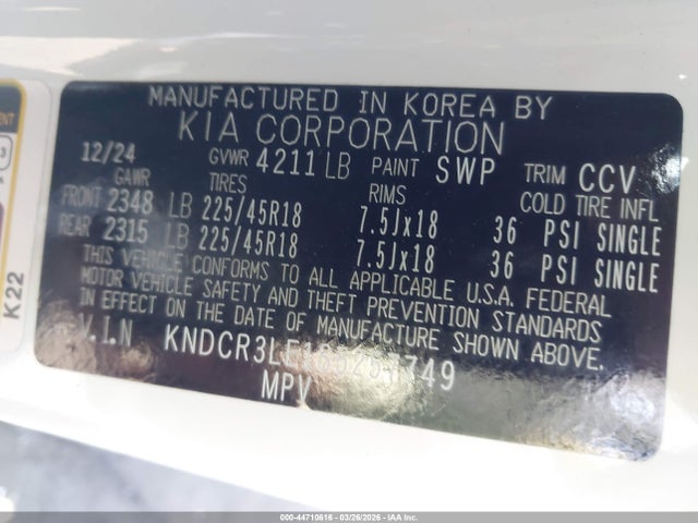KNDCR3LE1S5257749 KIA Niro Ex Touring