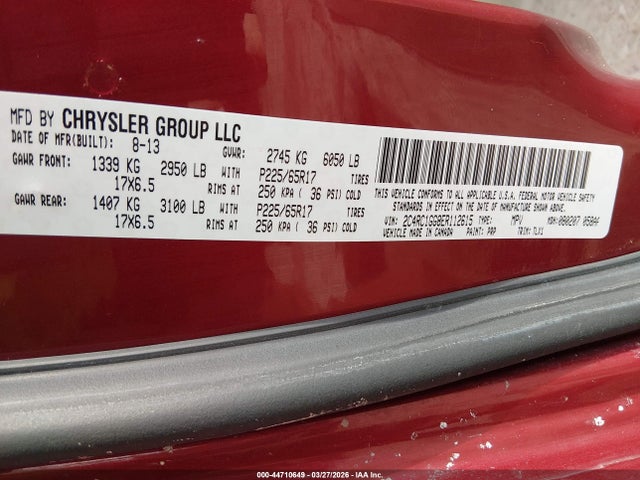 Aukcja sprzedaży 2014 Chrysler Town & Country Limited, vin: 2C4RC1GG8ER112615, numer aukcji: 44710649