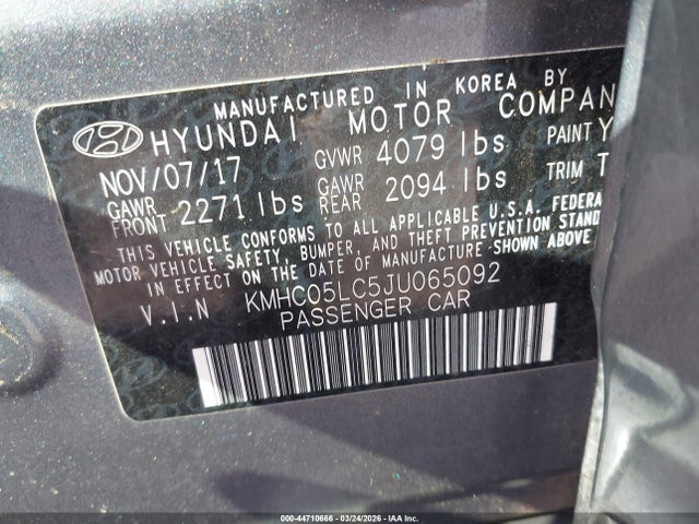 KMHC05LC5JU065092 Hyundai Ioniq Hybrid Limited