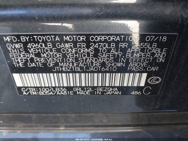 JTHBZ1BL1JA016410 Lexus Gs 350 F Sport