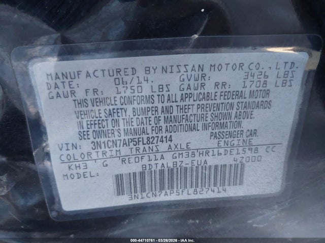 Nissan Versa 1.6 Sv 2015 3N1CN7AP5FL827414 Image 9