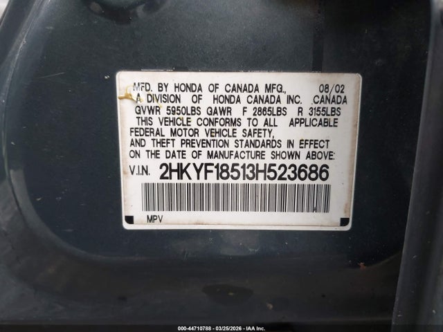 2003 HONDA PILOT 2HKYF18513H523686 Photo 8
