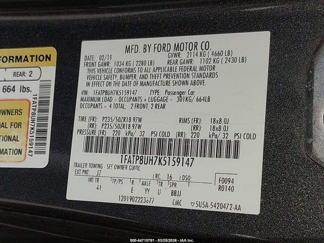 Ford Mustang Ecoboost Premium 2019 1FATP8UH7K5159147 Image 9