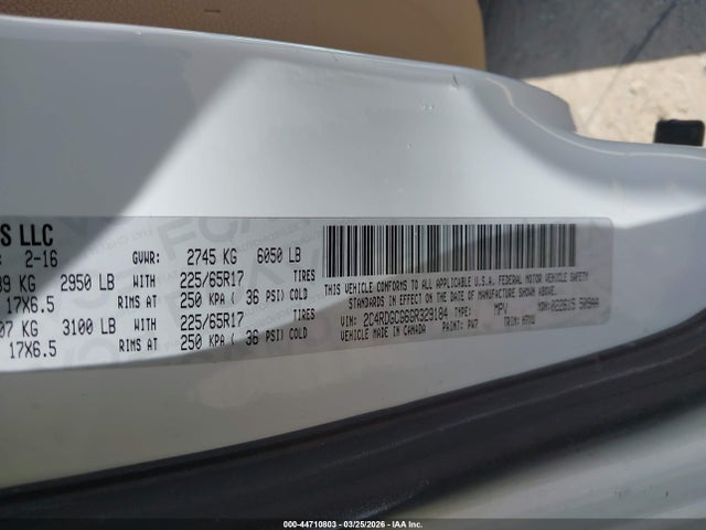 Aukcja sprzedaży 2016 Dodge Grand Caravan Sxt, vin: 2C4RDGCG6GR329184, numer aukcji: 44710803