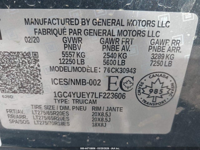 1GC4YUEY7LF223606 Chevrolet Silverado 3500hd Ltz