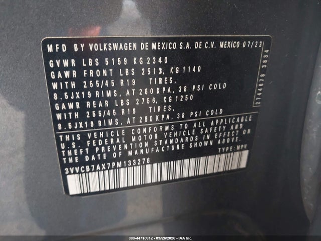 Aukcja sprzedaży 2023 Volkswagen Tiguan 2.0t Se R-line Black, vin: 3VVCB7AX7PM133276, numer aukcji: 44710812