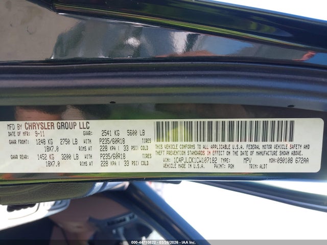 Продаж на аукціоні авто 2012 Jeep Liberty Limited Edition, vin: 1C4PJLCK1CW107182, номер лоту: 44710822