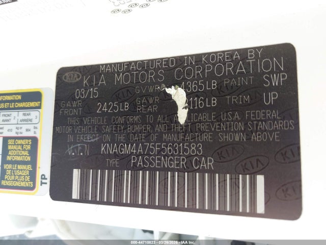 KIA Optima Lx 2015 KNAGM4A75F5631583 Image 9