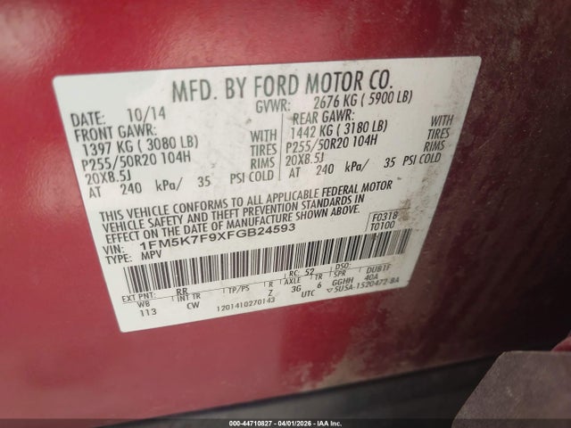 1FM5K7F9XFGB24593 Ford Explorer Limited