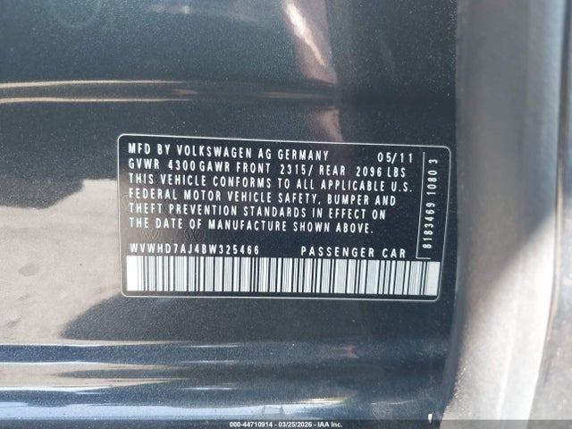 2011 VOLKSWAGEN GTI WVWHD7AJ4BW325466 Photo 8