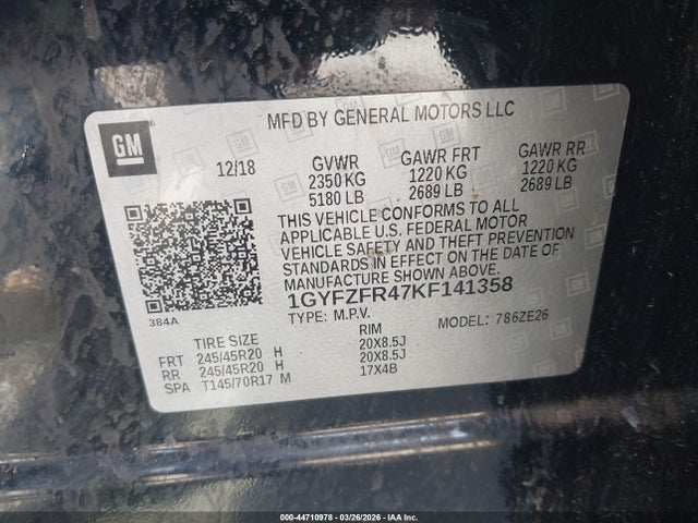 1GYFZFR47KF141358 Cadillac XT4 SPORT