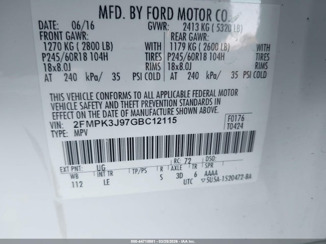 2016 FORD EDGE 2FMPK3J97GBC12115 Photo 8