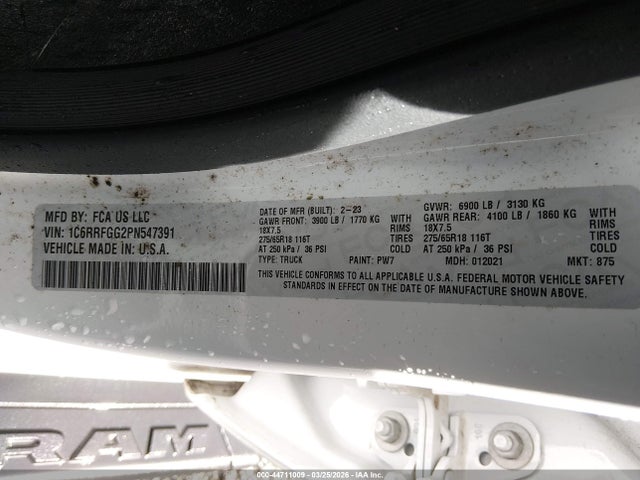1C6RRFGG2PN547391 RAM 1500 Tradesman 4x4 5&#039;7 Box