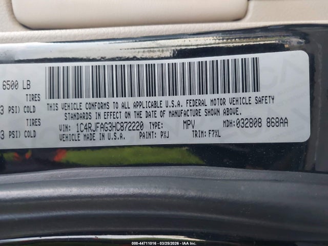 1C4RJFAG3HC872220 Jeep Grand Cherokee Laredo 4x4