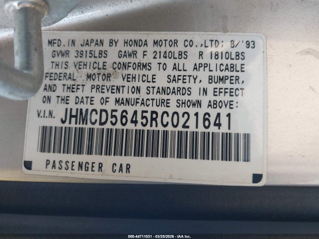 1994 HONDA ACCORD JHMCD5645RC021641 Photo 8