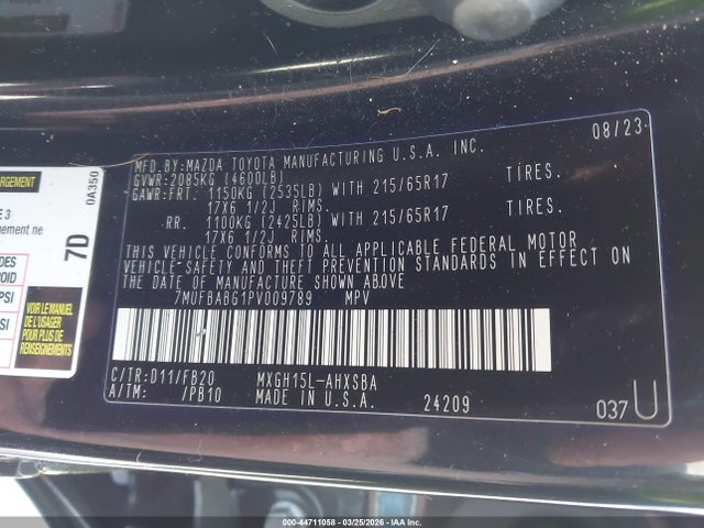 Продажа на аукционе авто 2023 Toyota Corolla Cross Hybrid Se, vin: 7MUFBABG1PV009789, номер лота: 44711058