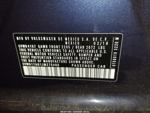 3VWG17AU1JM275460 Volkswagen Golf Tsi S/tsi Se