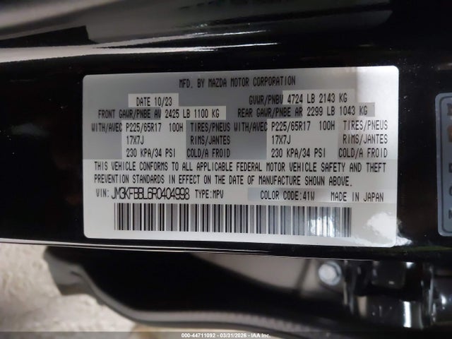 Aukcja sprzedaży 2024 Mazda Cx-5 2.5 S Select, vin: JM3KFBBL6R0404998, numer aukcji: 44711092