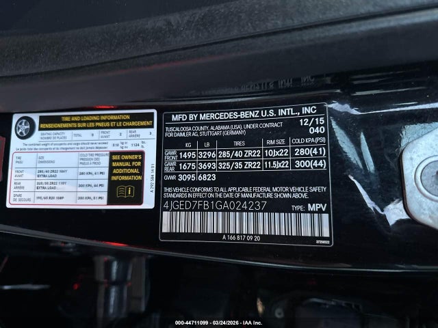 Продаж на аукціоні авто 2016 Mercedes-benz Amg Gle 63 Coupe S 4matic, vin: 4JGED7FB1GA024237, номер лоту: 44711099