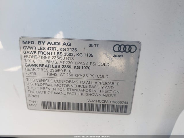 2018 AUDI Q3 WA1HCCFS0JR005744 Photo 8