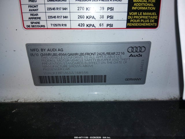 Продаж на аукціоні авто 2010 Audi A3 2.0t Premium, vin: WAUKEBFM6AA168556, номер лоту: 44711150