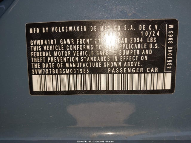 3VW7X7BU3SM031985 Volkswagen Jetta 1.5t Se